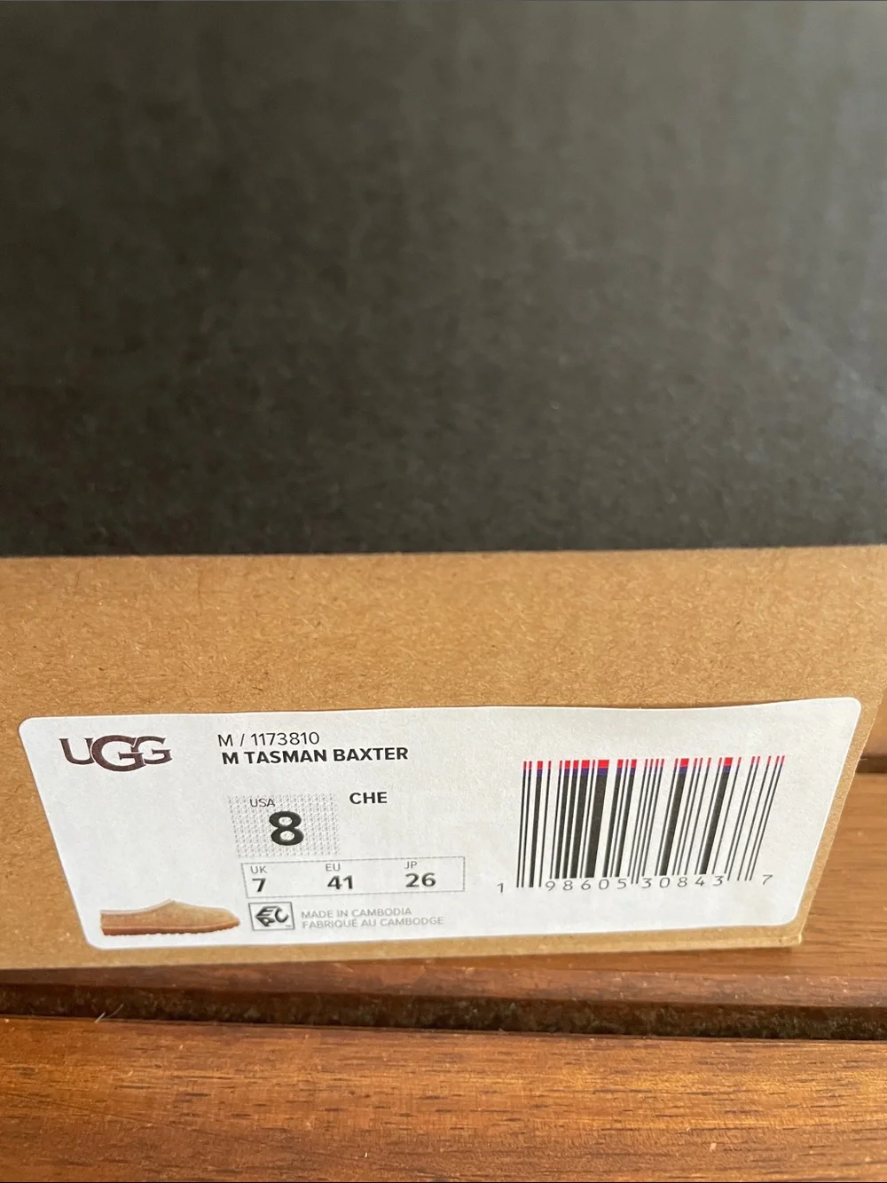 UGG Tasman Baxter Slippers Chestnut USA Men Size 8/UK 7/EU 41